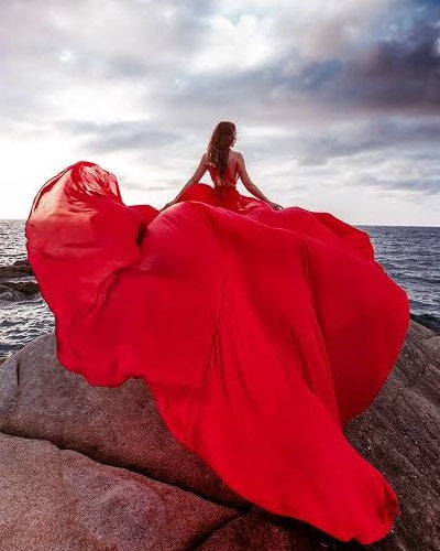G350, Wine satin Prewedding Shoot Gown Size: All, Color: All
