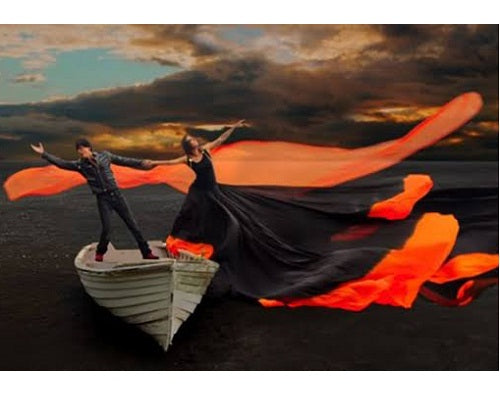 G501, Gerua Black Prewedding Shoot Infinity Long Trail Gown, Size: All, Color: All