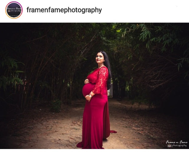 G208, Wine Os Full Sleeves Maternity Shoot Trail Baby Shower Lycra Body Fit Gown, Size: All, Color: All