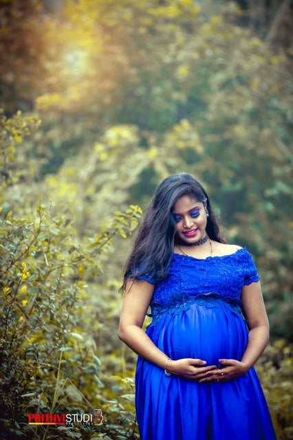 G400, Royal Blue Satin Long Trail Maternity Shoot Gown, Size: All, Color: All