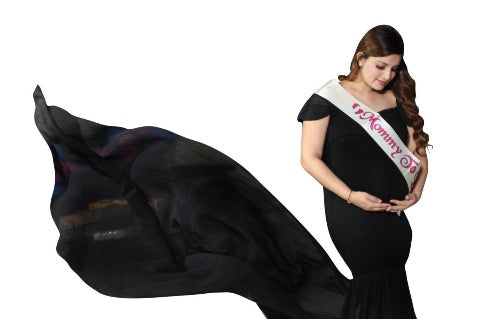 G220, Black Maternity Shoot Trail Baby Shower Lycra Fit Gown, Size: All, Color: All
