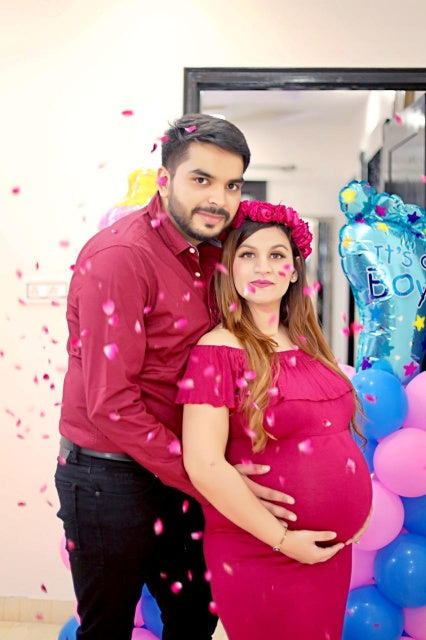 G42, Long Off Shoulder Wine Maternity shoot Baby Shower Lycra Body Fit Gown, Size: All, Color: All