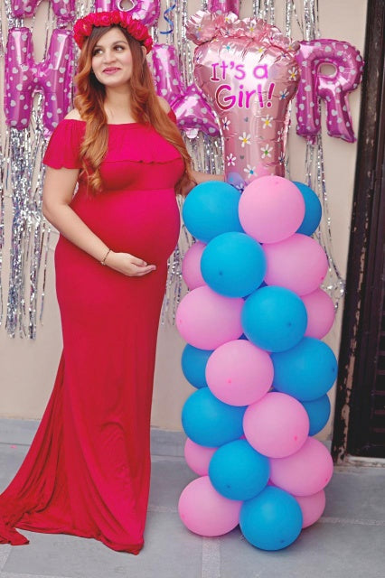 G42, Long Off Shoulder Wine Maternity shoot Baby Shower Lycra Body Fit Gown, Size: All, Color: All