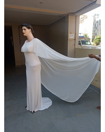 W546, White Maternity Shoot Baby Shower Trail Gown, Size: All, Color: All