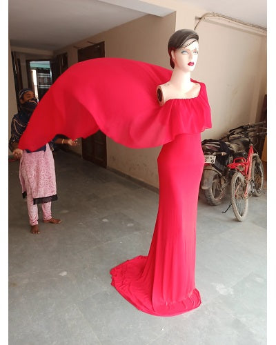 G246,Red Wine Maternity Shoot Baby Shower Trail Lycra Fit Gown, Size: All, Color: All