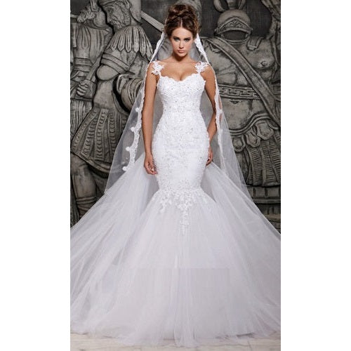 W2035, White  Mermaid Gown, Size: All, Color: All