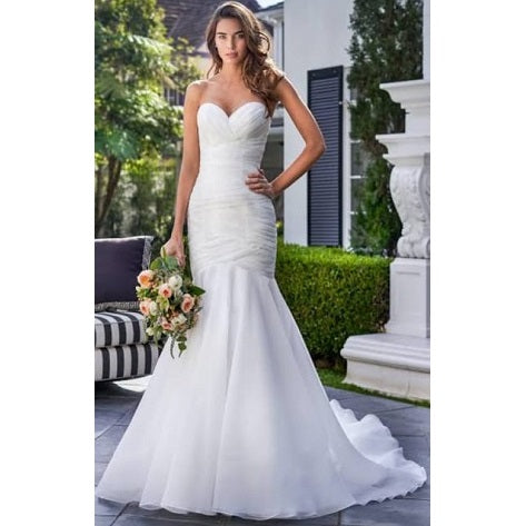 W359, White Tube Top Mermaid Fishcut Trail Gown Size: All, Color: All