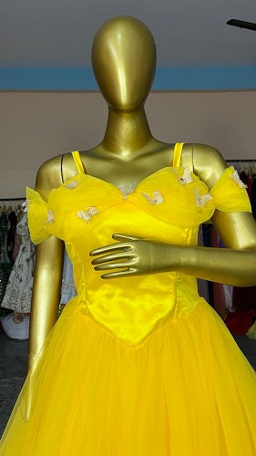 G738, Luxury Yellow Cindrella Princess Big Ball Gown, Size: All, Color: All