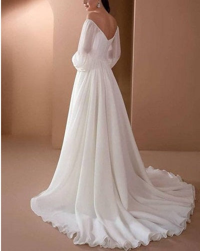 W255, White Full Sleeves Shoot Gown, Size: All, Color: All
