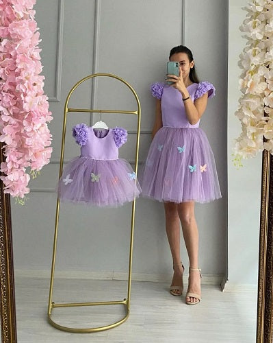 G771, Lavender Ruffle Mother Daughter Shoot Gown Size: All, Color: All