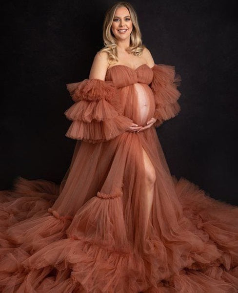 G3017, Watermelon Frills Maternity Shoot Gown, Size (ALL) pp