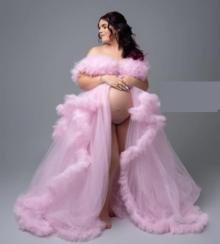 G3028 Pink Ruffled Trail Gown With Inner, (All Sizes)pp