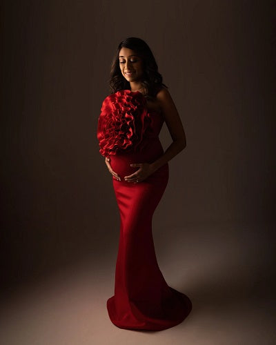 G1246, Red Wine Body Fit Maternity Shoot Trail Gown, Size: All, Color: All