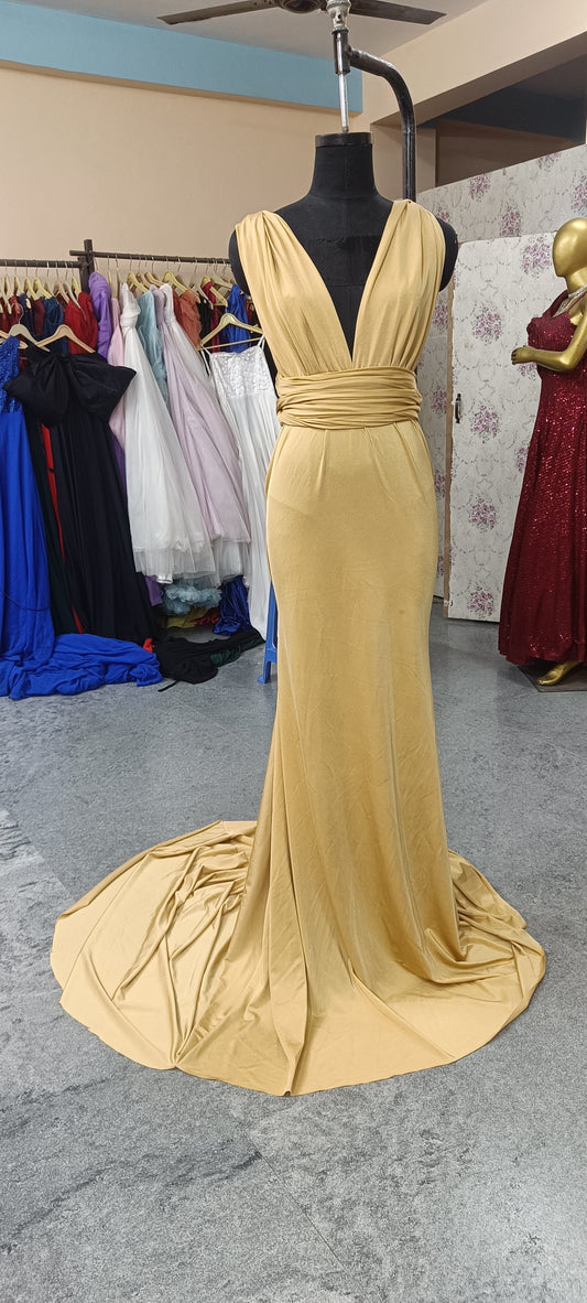 G1101, Golden Body fit Maternity Shoot Trail Gown, Size (All) pp