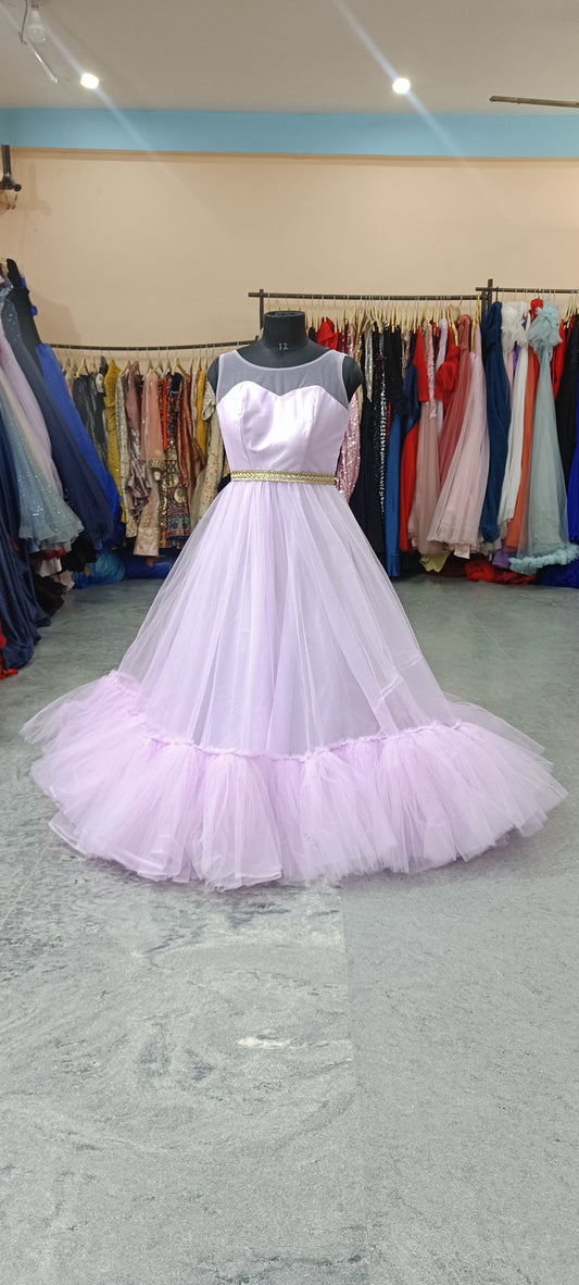 G2127, Pink frilled Mother Daughter Shoot Gown , (All Sizes)pp