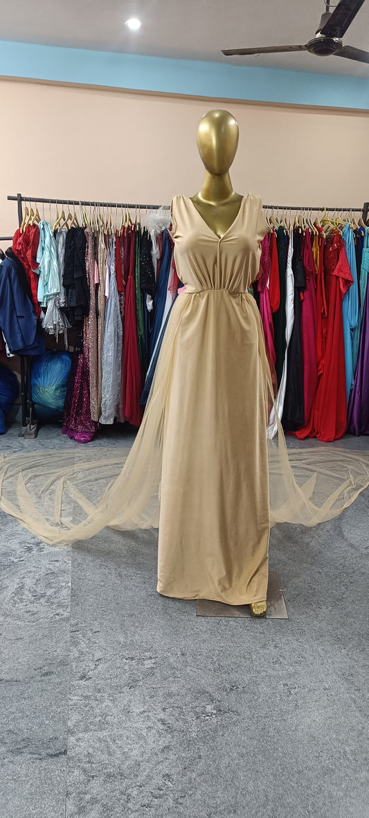 G1102, Golden Body fit Maternity Shoot Trail Gown, Size (All) pp