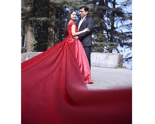Style Icon www.dressrent.in - Red puffy pre-wedding shoot trail gown.  Artistic photography done by @aandtphotography11 www.dressrent.in we  provide all kind of pre-wedding shoot dress like long trail gown, ball gown,  White gown,