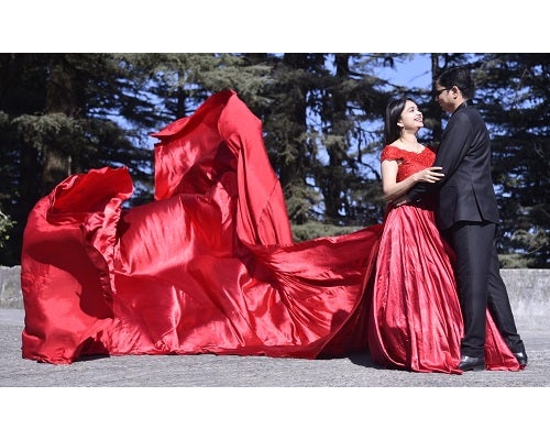 G350, Wine satin Pre Wedding Shoot Gown Size: All, Color: All