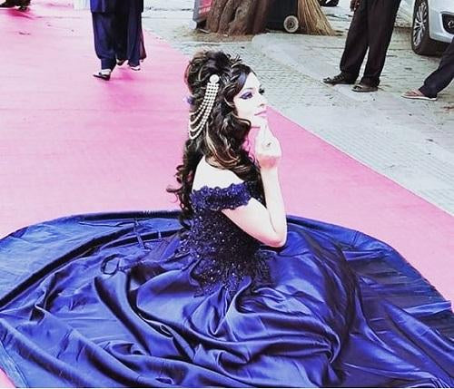 G132, Navy Blue Satin Off Shoulder Trail Ball gown Size: All, Color: All