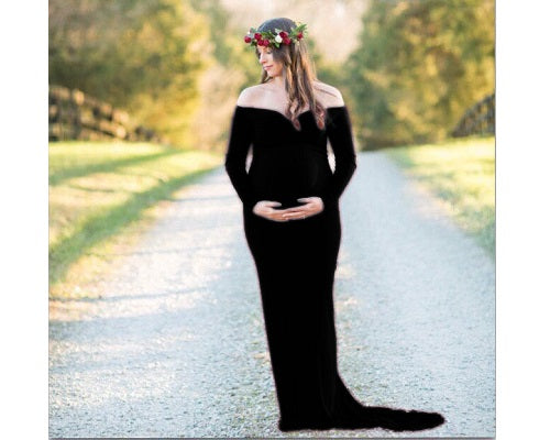 G159, Black Maternity Shoot Trail Baby Shower Gown, Size: All, Color: All