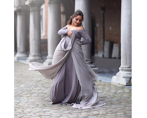 G155, Grey Trail Gown, Size: All, Color: All