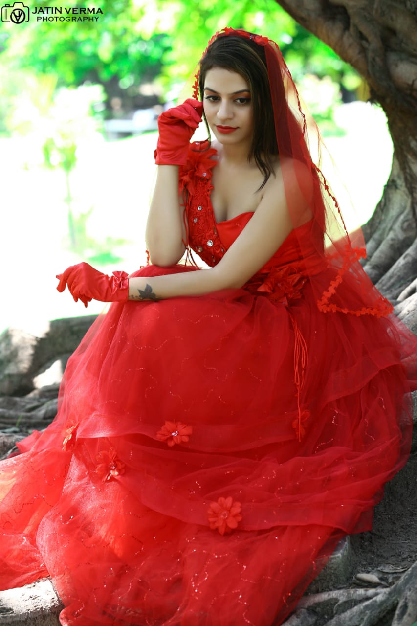 G158, Red Ball Gown One Shoulder, Size (XS-30 to L-38)