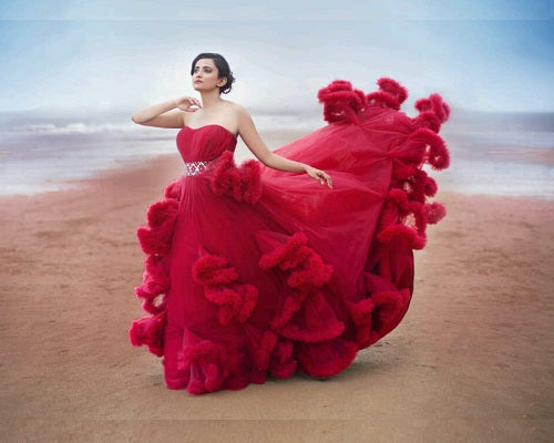 G148, Wine Off-Shoulder Cloud Trail Ball Gown, Size: All, Color: All