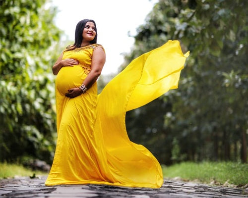 G178, Yellow Maternity Shoot Trail Baby Shower Gown, Size: All, Color: All