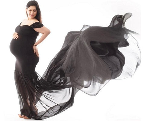 G220,Black Maternity Shoot Trail Baby Shower Gown, Size: All, Color: All