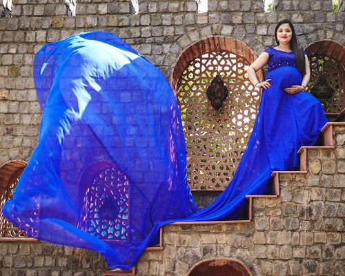 G300, Royal Blue Long Trail Maternity Shoot Baby Shower Gown Size: All, Color: All