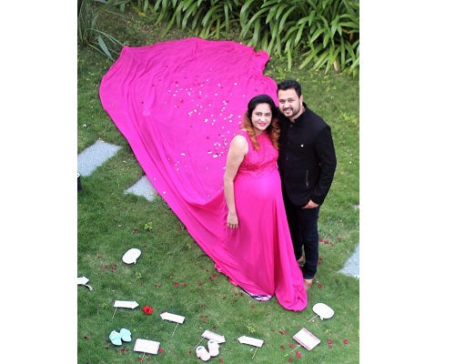 G251, Hot Pink Maternity Shoot Baby Shower Trail Gown, Size: All, Color: All