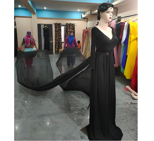 G206, Black Prewedding Infinity Long Trail Gown, Size: All, Color: All