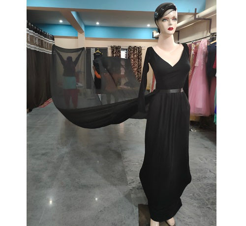 G206, Black Prewedding Infinity Long Trail Gown, Size: All, Color: All