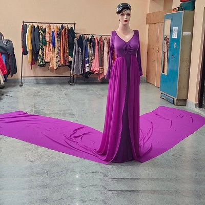 G31, Purple maternity long Trail  Lycra Fit Gown, Size: All, Color: All