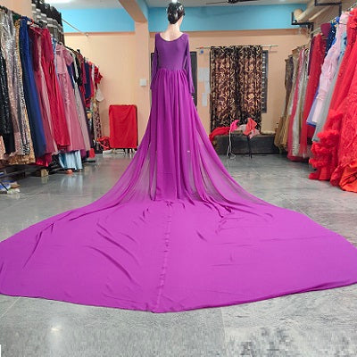 G31, Purple maternity long Trail  Lycra Fit Gown, Size: All, Color: All