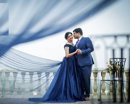 G132, Navy Blue Satin Off Shoulder Trail Ball gown, Size: All, Color: All