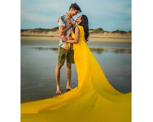 G178, Yellow Maternity Shoot Trail Baby Shower Gown, Size: All, Color: All