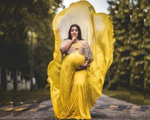 G178, Yellow prewedding Shoot Long Trail Gown, Size: All, Color: All