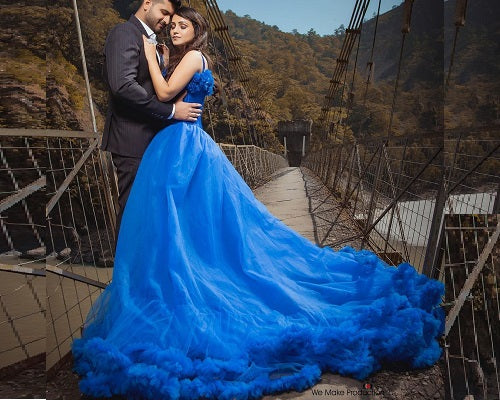 G237, Luxury Royal Blue Puffy Cloud Trail Ball Gown,  Size: All, Color: All
