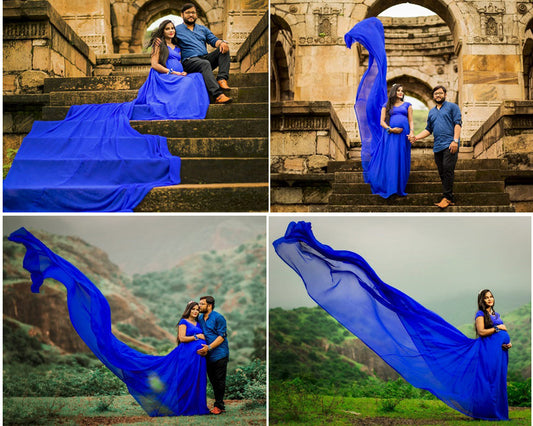 G300, Royal Blue Long Trail Maternity Shoot Baby Shower Gown, Size: All, Color: All