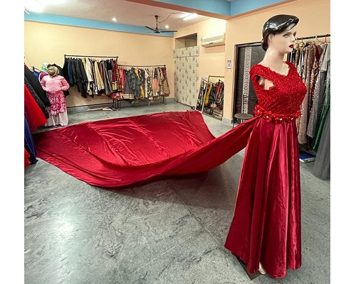 G350, Wine satin Maternity Shoot Gown, Size: All, Color: All