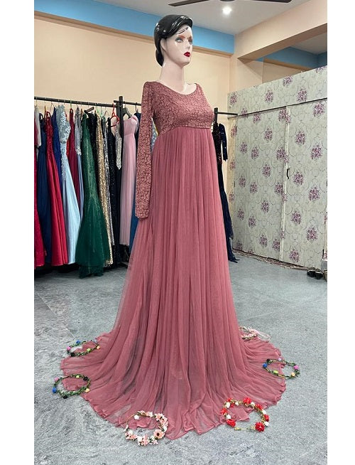 G545, Peach Pre Wedding Shoot Trail Gown, Size: All, Color: All