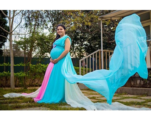 G349, Multi Colour Maternity Shoot Trail Gown, Size: All, Color: All
