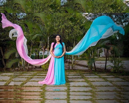 G349, Multi Colour Maternity Shoot Trail Gown, Size: All, Color: All