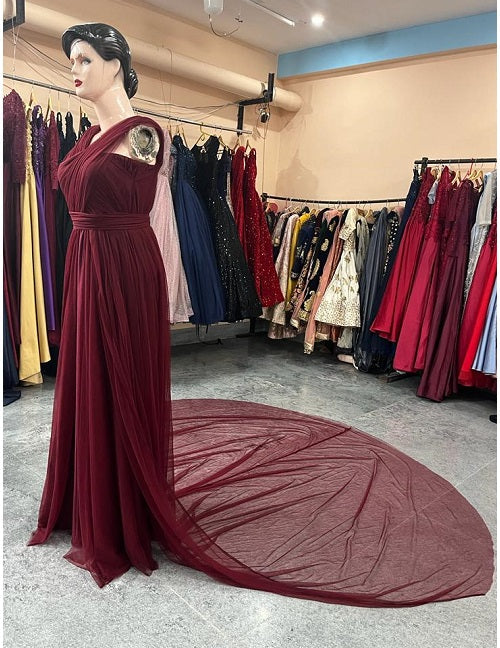 G422, Dark Wine Pre Wedding Shoot  Gown, Size: All, Color: All