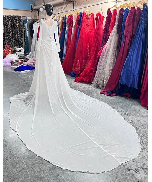 G444, White Trail Lycra Body Fit Maternity Gown, Size: All, Color: All