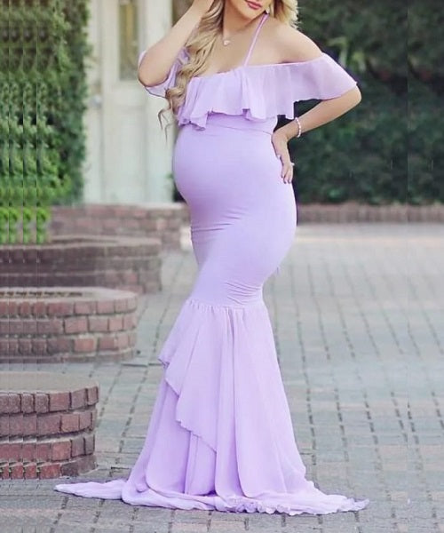 G347, Lavendar Mermaid Maternity Shoot Gown, Size: All, Color: All