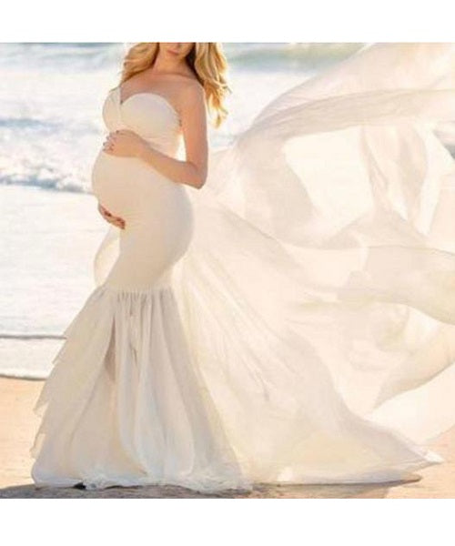 G259, White Tube Maternity Trail Lycra Body Fit Gown, Size: All, Color: All