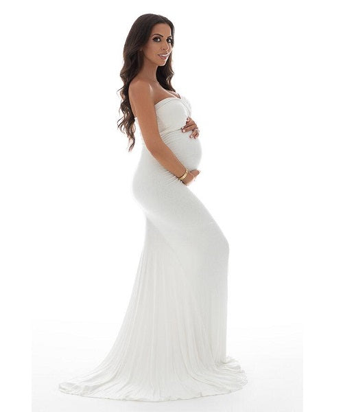 W506, White Maternity Shoot Trail Baby Shower Gown, Size: All, Color: All