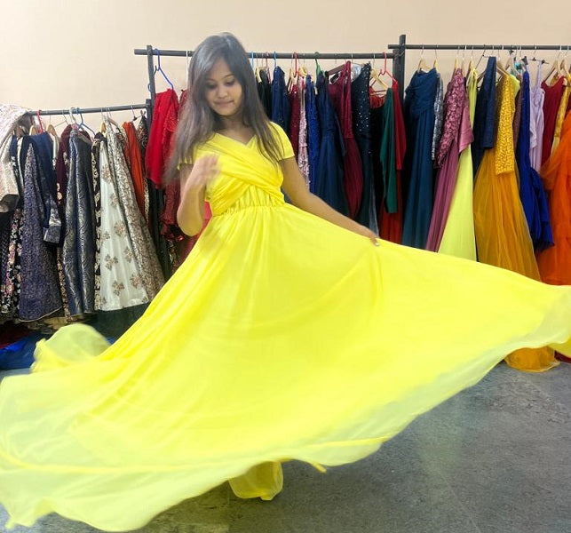 G622, Yellow Pre Wedding Shoot  Gown, Size: All, Color: All